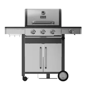 Gāzes grill Black & Decker BXOG12950E — 3 degļi, kopējā jauda 12 950 W, nerūsējošais tērauds, čuguna restes, cepšanas virsma 600×415 mm