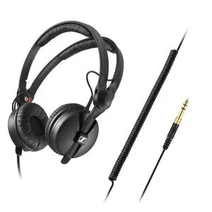 Austiņas Shure HD 25 PLUS — profesionālas slēgtas, ar taisnu un spirālveida kabeli, papildus velūra ausu spilventiņiem un somiņu