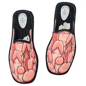 Mājas čības Diablo Picante Penises Shoes, roku darbs Spānijā, ultra-mīksta auduma, neslīdoša zolīte, M 39-40-41