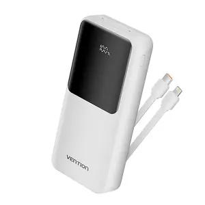 Power bank Vention FHPW0 20000 mAh, 2× USB-A + 1× USB-C, 22.5 W, White