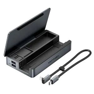 Vention TPZH0 9-in-1 dokstacija spēļu konsolēm, pelēka