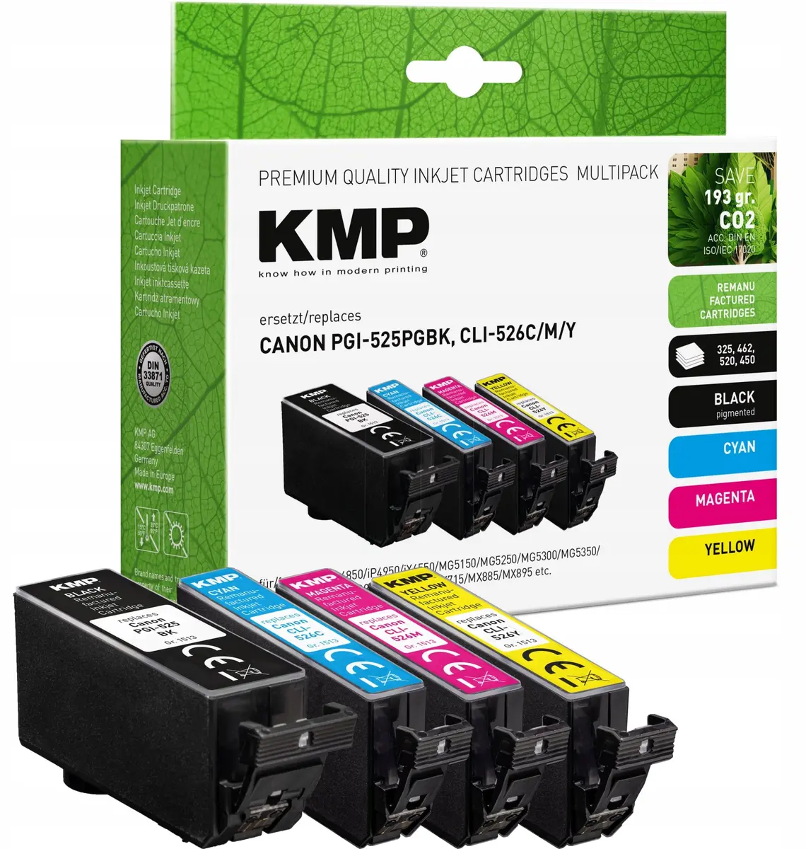 Tintes kasetju komplekts KMP aizstāj Canon
