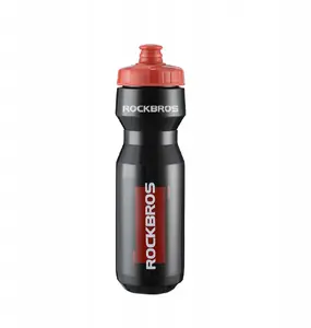 Velo pudele RockBros 750 ml — caurspīdīgi melna ar sarkanu uzgalīti