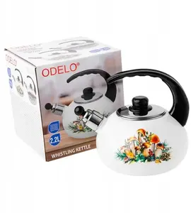 Non-electric enamelled kettle ODEL model OD 3024, 2.2 L, mushroom pattern