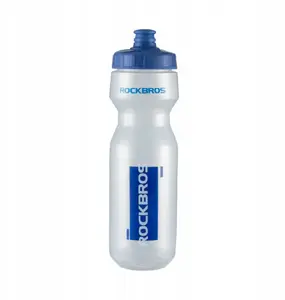 Velosipēda pudele RockBros 750 ml — caurspīdīga ar zilu uzgali