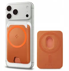 Magnetic Card Holder Spigen Valentinus MagFit+ MagSafe — Universal Magnetic Wallet, Metallic Orange