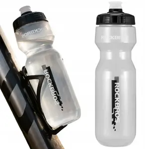 Velosipēda pudele RockBros 750 ml — caurspīdīga ar melnu mutesgabalu