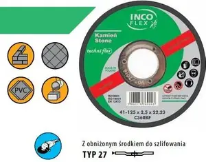 Slīpēšanas disks akmens apstrādei Techniflex INCOFLEX 125 x 6,0 mm M278-125-6.0-22C24R