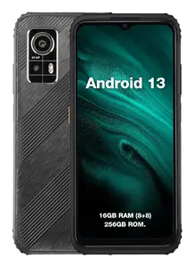 Smartphone AGM H6 — Dual SIM, Android 13, Unisoc T606 1.6 GHz, 8 GB RAM, 256 GB storage, 50 MP dual rear camera, 4900 mAh, Black, 6.56" display