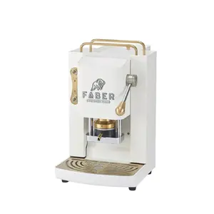 Espresso Coffee Machine FABER Pro Deluxe (model 3.0 PRO DLX WHT BRA) — white with brass accents