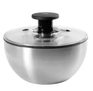 OXO SteeL salātu žāvētājs — nerūsējošā tērauda korpuss, pogas vadība, modelis 1071497