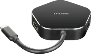 USB-C Hub D-Link 4-in-1 with HDMI, Thunderbolt 3 host, 60W Power Delivery, 5 Gbit/s, 4K@30Hz, aluminium/black