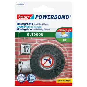 Stiprināšanas lente Staples TESA Powerbond OUTDOOR 1,5 m, 19 mm, melna
