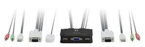 KVM pārslēdzējs 2 porti USB VGA ar audio, Lenovo KVM-0223, USB tastatūra/peles, VGA 2048×1536, vada 2 datorus