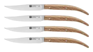 Knife set ZWILLING 39160-000-0 — 4-piece stainless steel blades with wooden handles, includes 10 cm steak knives