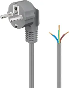 Goobay Angled Protective Contact Power Cable H05VV-F3G 1.5 m, Grey, Type F (250 V)