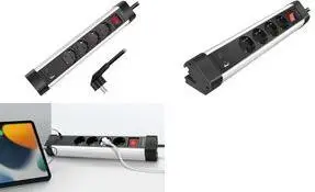Strāvas sloksne LOGILINK LPS278U — 4 aizsargkontaktligzdas ar USB-A QC 3.0 un USB-C PD 3.0, alumīnija galda versija