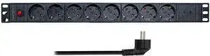 Barošanas sadalītājs LOGILINK PDU8C06 19" ar 8 kontaktligzdām un pārsprieguma aizsardzību, tirgiem D/NL/A/L