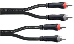 Аудиокабель CORDIAL 14836 — 1,5 м двойной RCA (2x штекер → 2x штекер), черно-красный