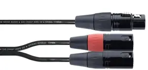 Audio cable CORDIAL EY 0.3 FMM — XLR (3-pin) female to 2× XLR (3-pin) male, 0.3 m, black