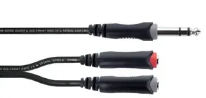 Аудиокабель CORDIAL EY 0.3 VGG — 1 м, 6,35 мм (штекер) на 2×6,35 мм (гнезда), 26 AWG, черный