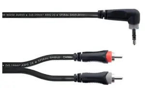 Аудиокабель CORDIAL 14858 — 1 м, 3,5 мм (шт.) на 2×RCA (шт.), чёрный