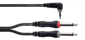Audio Y-cable CORDIAL EY 1 WRPP 1 m — 3.5 mm male to 2×6.35 mm female, AWG26, black