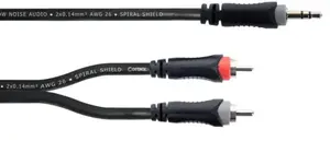 Аудиокабель CORDIAL 14855 — 3,5 мм (шт.) на 2×RCA (шт.), 1,5 м, чёрный/серый/красный