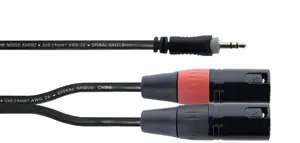Аудиокабель CORDIAL EY 1.5 WMM — 1,5 м, 3,5 мм штекер (стерео) на 2 × XLR 3‑пин (гнездо), черный
