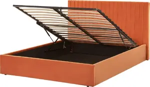 Кровать с ящиком Beliani VION велюр 160 x 200 см оранжевая