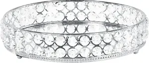 Decorative Round Mirrored Tray Beliani VATAN, silver finish, circular serving and display tray