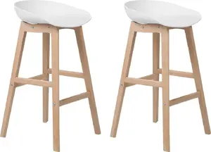 Bar stools set Beliani MICCO — 2-piece white bar chairs, modern seating for counter or bar