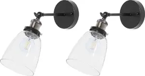Sienas lampa komplekts Beliani LOVAT 2 melnas stikla sienas lampas, modelis 233285