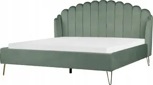 Кровать Beliani AMBILLOU велюр 180 x 200 см зелёная