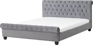 Кровать Beliani AVALLON 160 x 200 см, велюр, серый, модель 81261