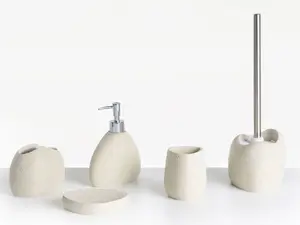 Bathroom accessory set Beliani COATA 5-piece, light beige, bathroom hardware set