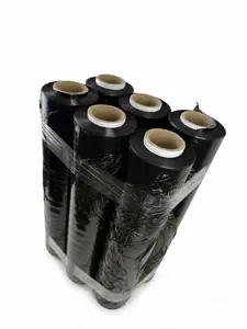 Stretch film roll, BSTech Stretch black 3kg x6 — industrial stretch wrap, black, 3 kg per roll, pack of 6