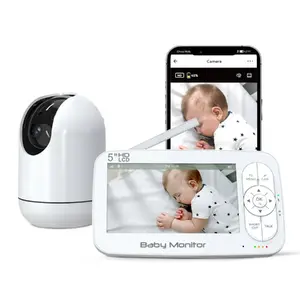 Baby monitor Riff BM6 video mobile nanny with 720P camera, 5" screen, Wi‑Fi, two‑way talk, video recording, Smart VOX