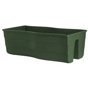 Balkona kaste FORM_PLASTIC Wave 60 cm zaļa, plastmasas podiņš ar stiprinājumiem margām