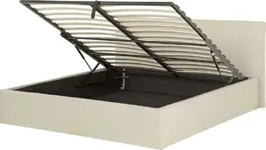 Тканевое кровать с ящиком для хранения Beliani ORBEY 160 x 200 см бежевое