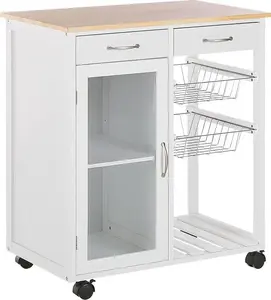 Kitchen trolley Beliani BOVES with 2 drawers, white, model 224161 Bel