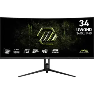 34" izliektais spēļu monitors MSI MAG 342CQRFDE E20 — 3440×1440, 200 Hz, VA panelis