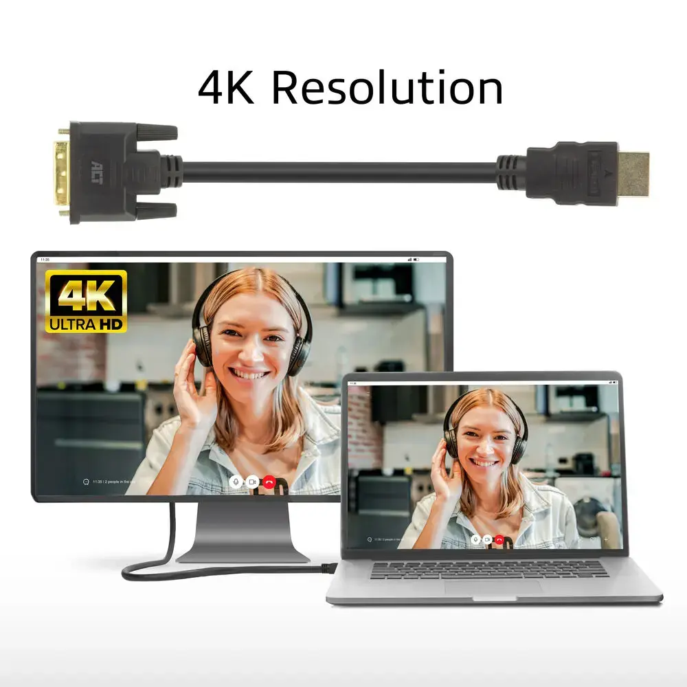 ACT AK3736 HDMI Type A uz DVI‑D kabelis, 3 m Photo 3