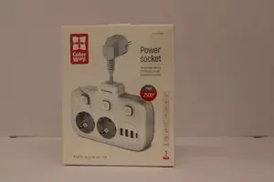 Power Socket ColorWay CW-CHE24PDW — 2x EU outlets, 3x USB-A, 1x USB-C PD, White, 2.5 m cable