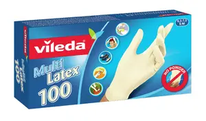 Disposable Latex Gloves VILEDA Multi Latex 100, Beige, Size S/M, 100 pcs
