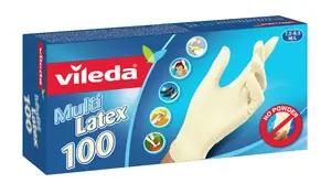 Disposable Latex Gloves VILEDA Multi Latex 100, Beige, pack of 100, Size M/L