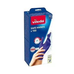 Disposable nitrile gloves VILEDA Safe Hands M/L — 100 pcs, powder-free, latex-free, purple