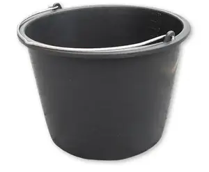 BRADAS KTW16 can/pail, 16 L PVC, round, black, metal handle, volume scale