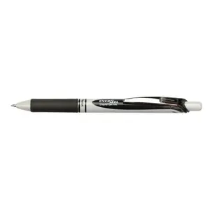 Гелиевая ручка PENTEL EnerGel Roller ECO BL77E-AX — выдвижная гелевая ручка, чёрные чернила, 1 шт., корпус чёрный/серебристый/белый