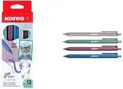 Ballpoint Pen KORES Klick Pen KP38700, disposable, triangular vintage grip, semi-gel ink — pack of 12